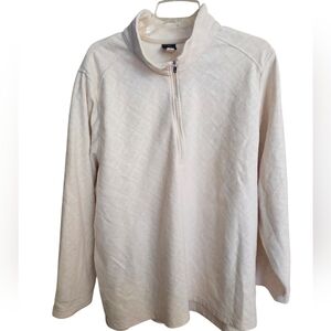 3X Lands' End Women's Off White/Cream Quarter-Zip Luxe Fleece Sweatshirt